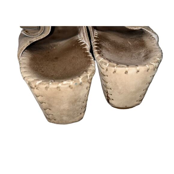 LA PLUME LADIES SANDALS‎ 38 BEIGE TAN 2 STRAP LEATHER SLIP ONS - Picture 6 of 11